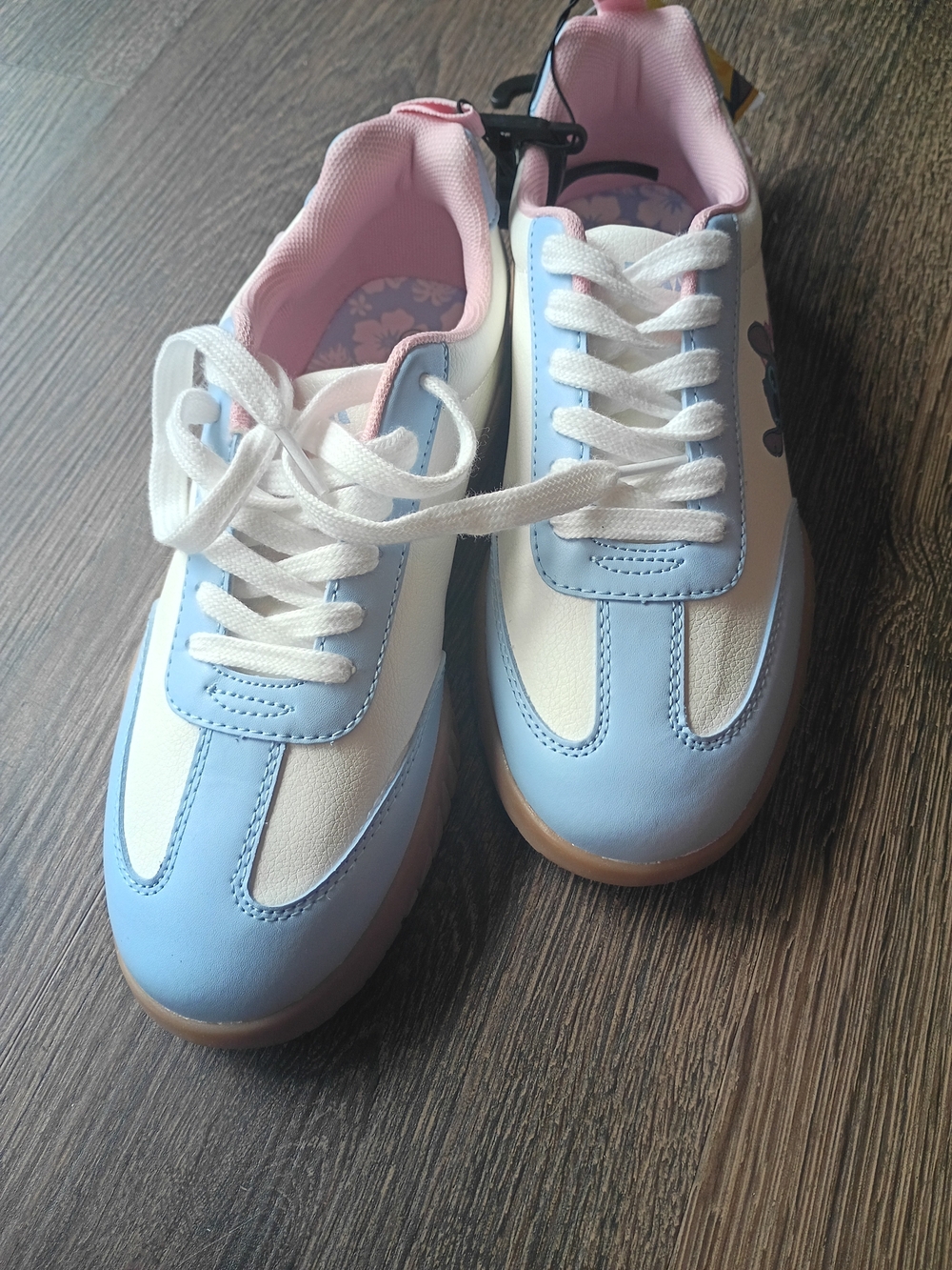 Disney Women's Light Blue, White & Pink Athletic Lace-Up Sneakers
